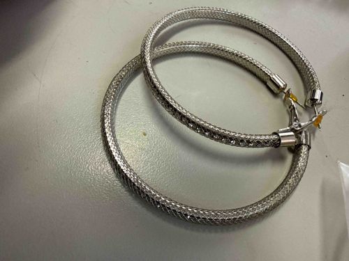Silver-Tone Mesh Hoop Earrings