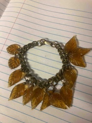 Vintage Amber/Resin Leaf Charm Bracelet