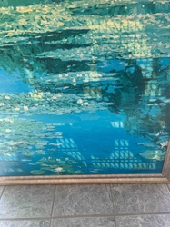 Impressionistic Water Lilies and Bridge Reflection Framed Artwork