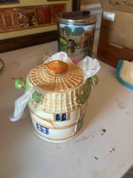 KSP Pottery Company Thatched Cottage Honey Pot or Preserve Jar