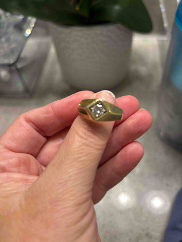 Men's Gold and Diamond Signet Ring