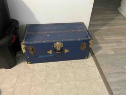 Vintage/Antique Blue Flat-Top Trunk