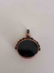 Victorian Rolled Gold and Black Stone Swivel Fob
