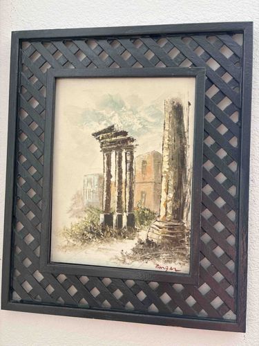 Mid-Century Impressionist Painting of Classical Roman Ruins signed 'Singer'