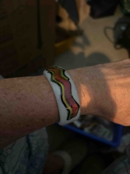 White Bangle Bracelet with Wavy Multicolored Inlay