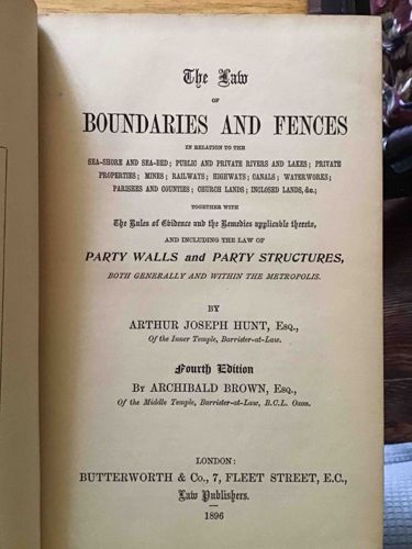 The Law of Boundaries and Fences, Fourth Edition, 1896