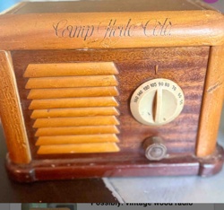 Vintage Wooden Radio with "Camp Hale Co." Inscription