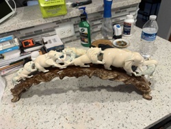 Carved Animal Group Sculpture on Base