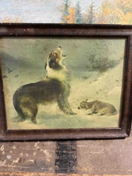 Antiquarian Print 'The Sentinel' (or similar motif) featuring Howling Dogs