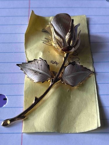 Two-Tone Rose Bud Brooch Pin