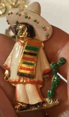 Mexican Mariachi Sombrero and Serape Brooch