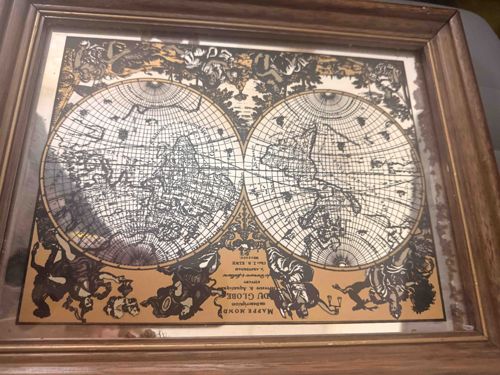 Framed Antique World Map Reproduction