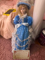 The Crimson Collection Porcelain Doll in Blue Gown