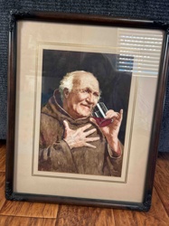 Jovial Friar with Wine Glass Framed Print