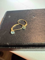 Gold-Toned Leverback Earrings with Light Blue Stones