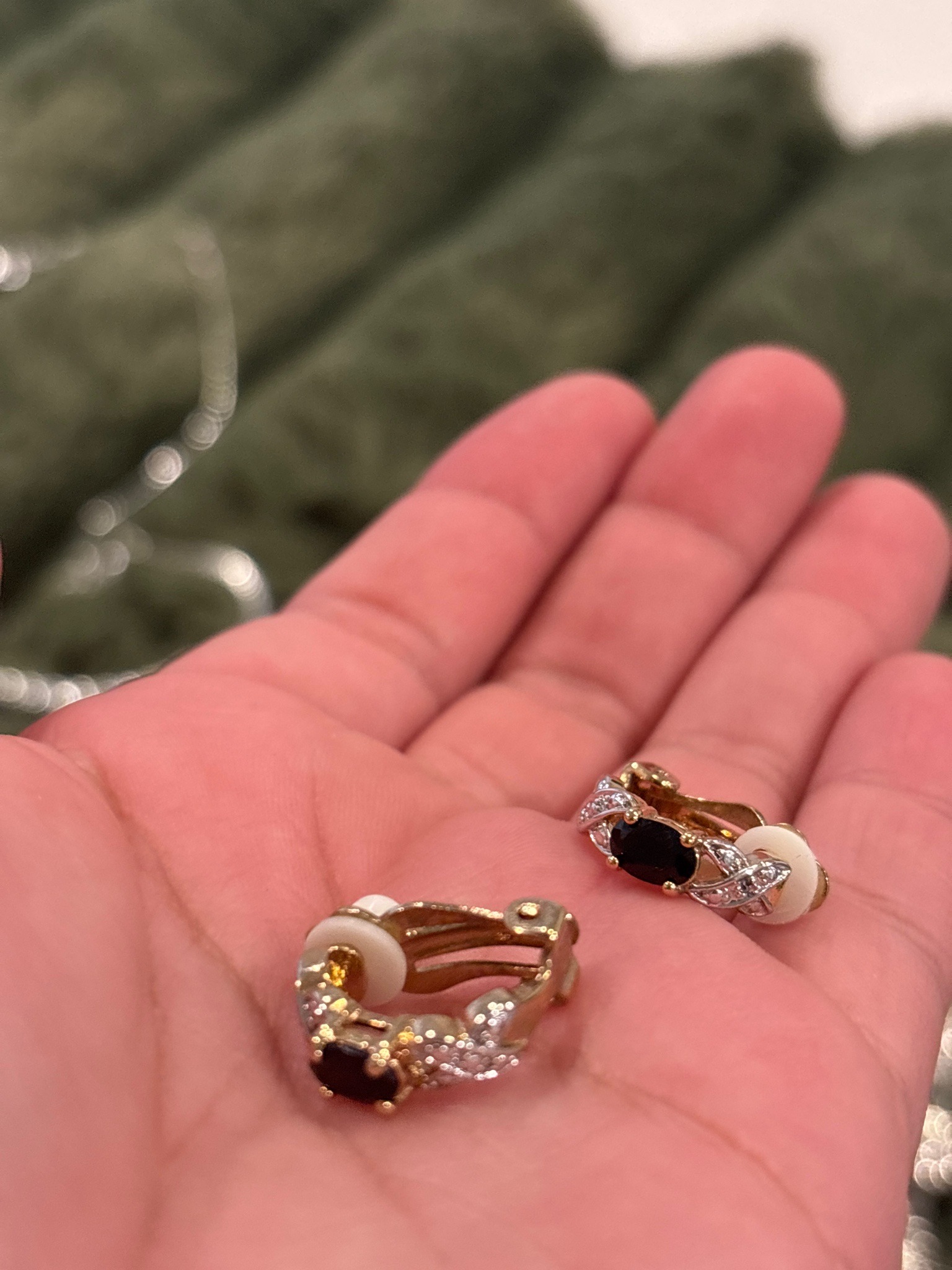 Submitted photo of Two-tone gemstone clip earrings