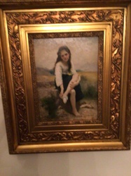 Oil Painting: 'The Barefoot Girl' (or similar genre scene)