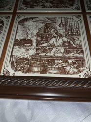 Holland Porcelain Tile with Baker Scene in Wooden Frame