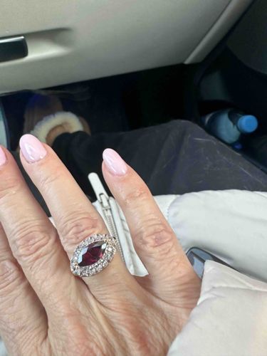 14k Yellow Gold Marquise Ruby and Diamond Halo Ring