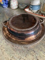 Silver-Plated Round Warmer Dish with Lid and Tray