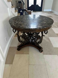 Maitland-Smith Neoclassical Style Marble Top and Gilt Iron Pedestal Center Table