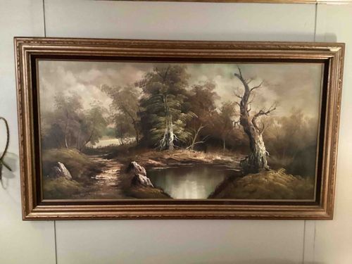 Framed Landscape Oil Painting