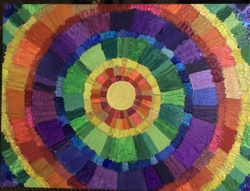 Abstract Concentric Rainbow Painting on Canvas