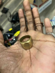 Vintage Brass Signet Ring with Engraved Design