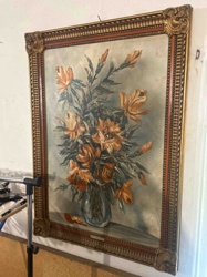 Floral Still Life Painting in Ornate Gilded Frame