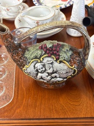 Majolica Style Grapvine and Cherub Pitcher/Ewer