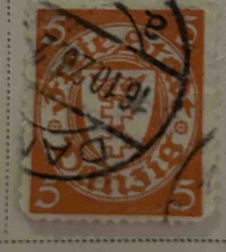 Used 5 (Kreuzer?) Stamp, Orange with Central Cross on Shield