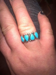 Vintage Sterling Silver Turquoise Tear Drop Cluster Ring