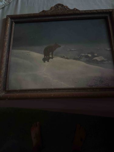 Framed 'Wolf and Cub' Art Print/Painting