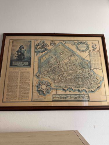 Framed Antique Map of Ferrara (Attributed to Blaeu or similar Dutch Cartographer)