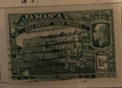 Jamaica One Penny Half Penny Postage & Revenue Stamp (Edward VII, Contingent Embarking)