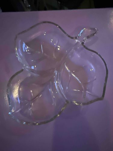 Clear Glass Triple Leaf Divided Dish