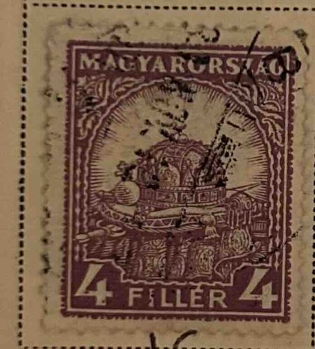 Hungary 4 Filler Postage Stamp with St. Stephen's Crown