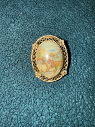 Equestrian Scene Cabochon Brooch