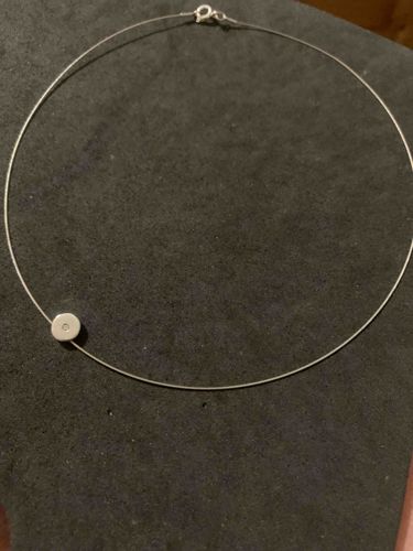 Minimalist Silver Omega-Style Wire Choker with Circular Pendant