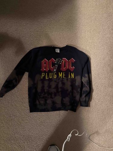 AC/DC 'Plug Me In' Bleached Crewneck Sweatshirt