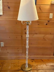 Clear Acrylic or Glass Faux Bamboo Floor Lamp with Brass Base
