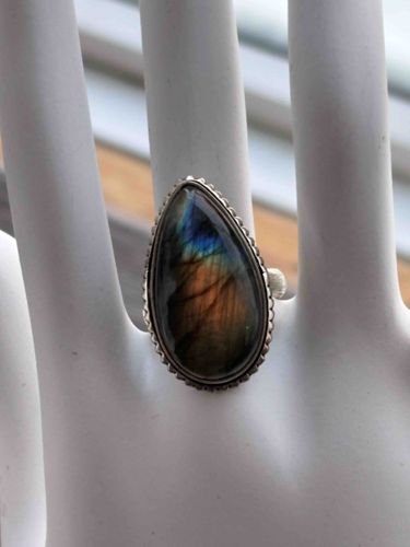 Labradorite Teardrop Ring