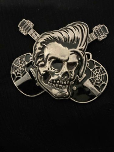 Rockabilly Skull and Guitars Belt Buckle