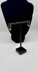 14K Gold Textured Oval Hoop Earrings