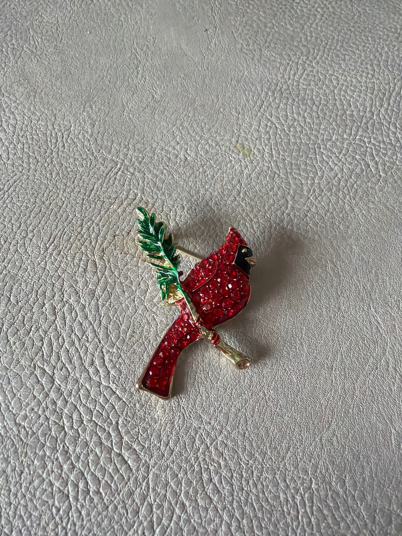 Submitted photo of Enameled rhinestone cardinal brooch