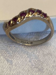 14 Karat Gold Wave Ring with Rubies