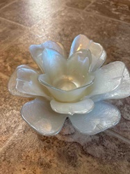 Iridescent Glass Flower Votive Candle Holder