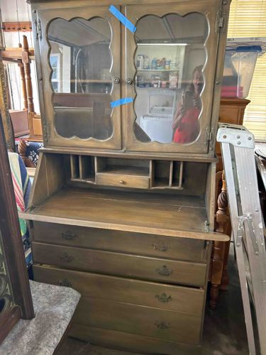 Vintage Wooden Secretaire with Hutch