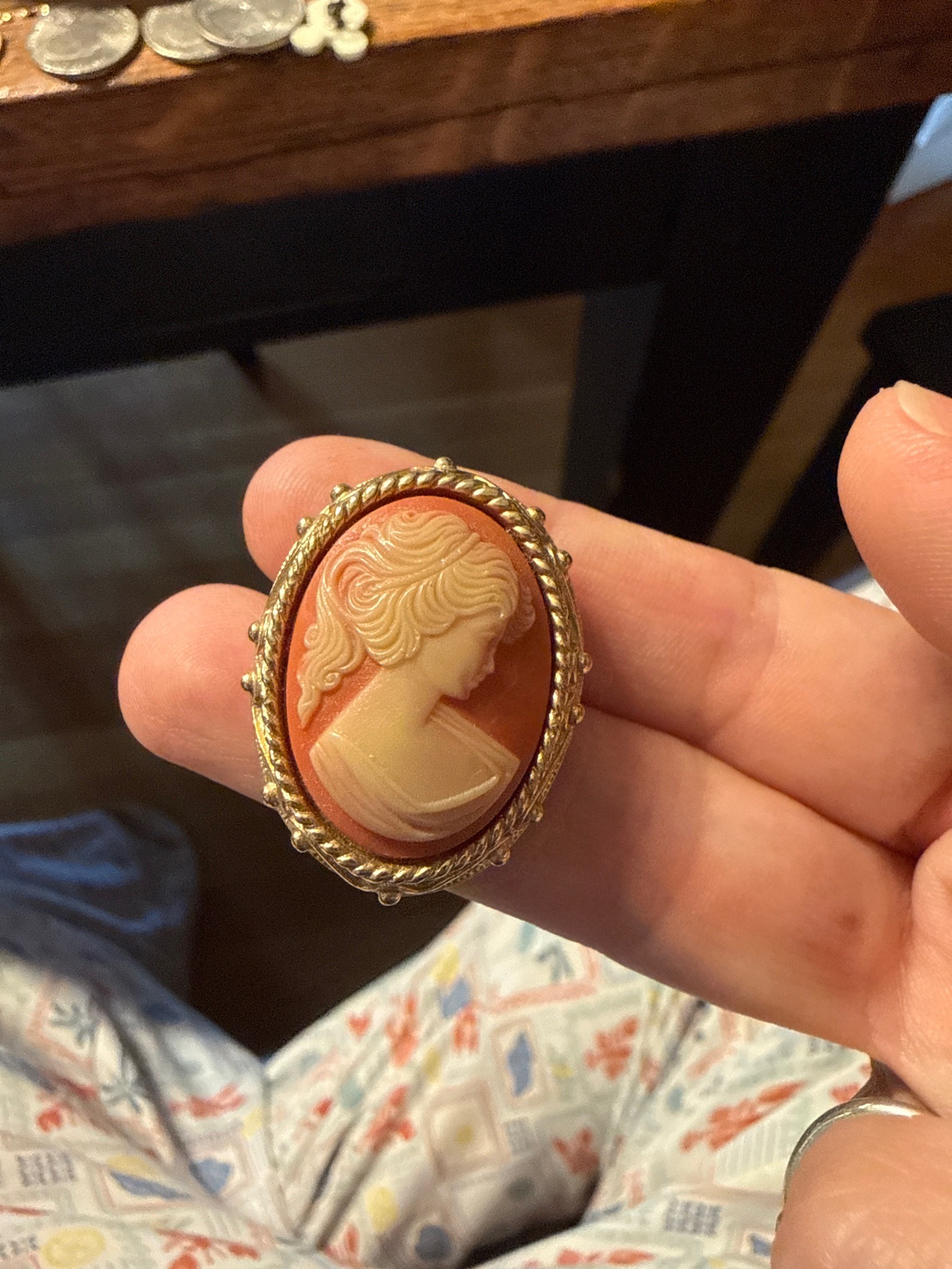 Submitted photo of Carved shell cameo brooch