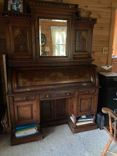 Victorian Era Roll-top Desk with Hutch and Mirror